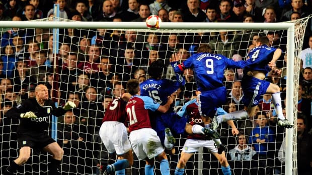 An action shot taken during Aston Villa's 2-1 win over Ajax in the UEFA Cup in October 2008